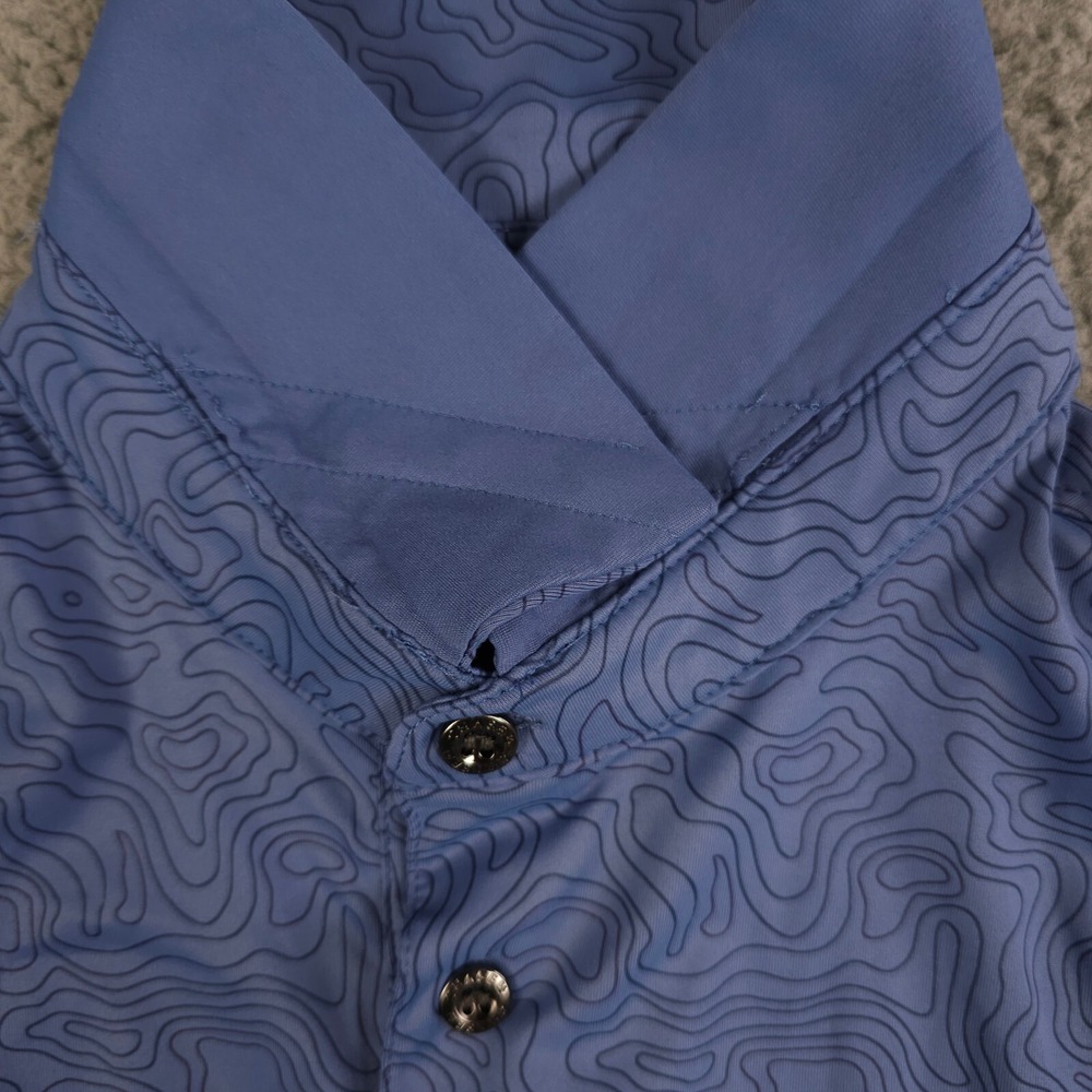 Chase 54 Polo Shirt Mens S Blue Swirl AOP Performance Short Sleeve Golf Casual - Picture 12 of 12